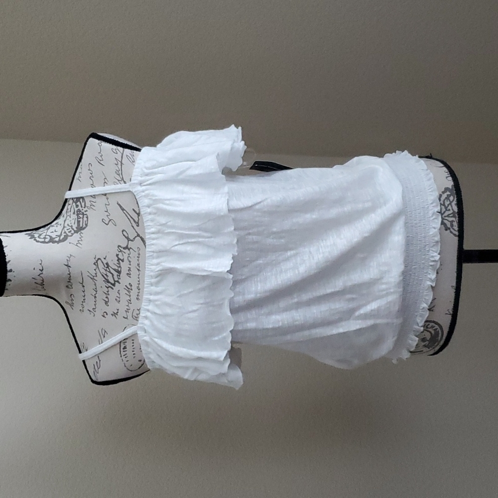 INC cold shoulder adjustable strap white top. SMALL NWT